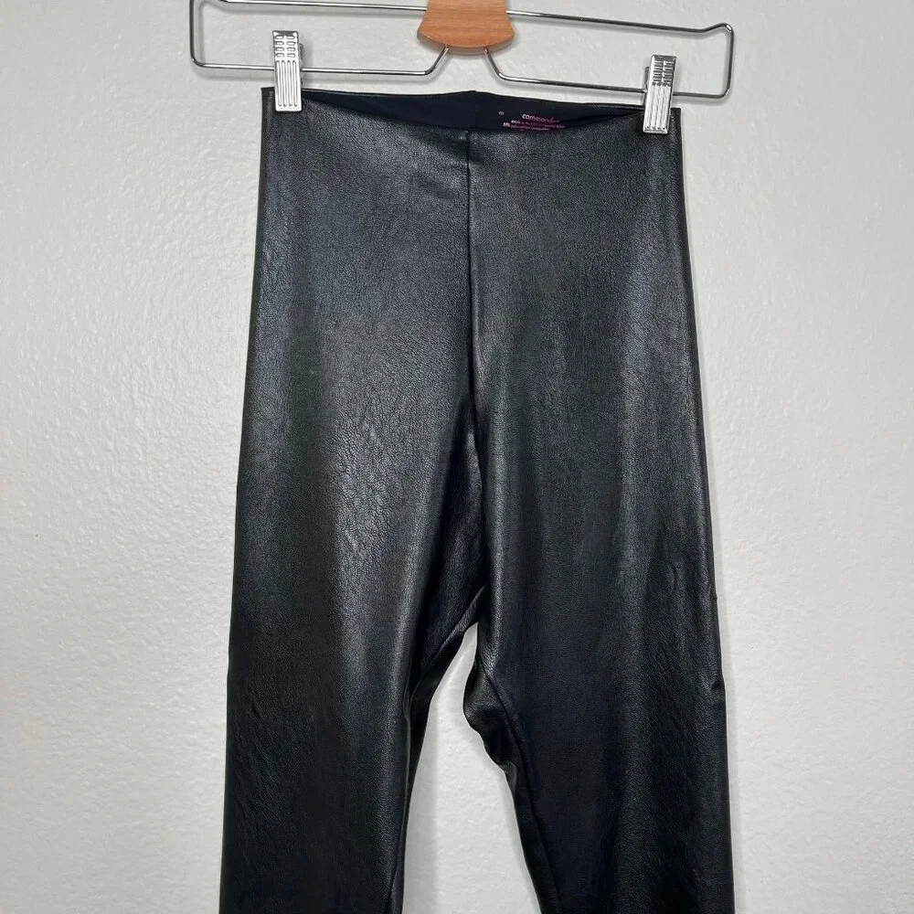 Commando Womens Faux Leather Black Control shimming shaping Leggings Size M